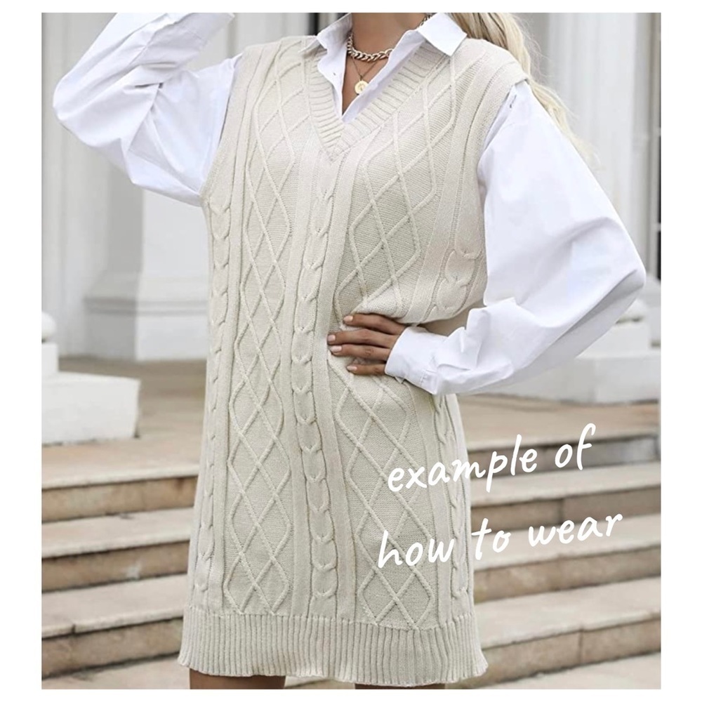 ๐ NWT Abercrombie & Fitch White Sweater Vest Mini Dress or Tunic Size M - Picture 9 of 9